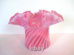 Fenton Pink Opalescent Spiral Art Glass Vase, USA
