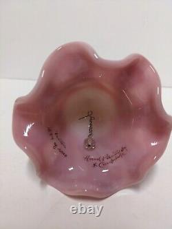 Fenton Pink Rosalene Hp Art Glass Bell Signed L. E #1034/2000 Hand Painted