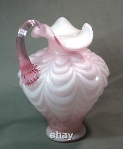 Fenton Pink Rose Cased Glass Pitcher Drape Pattern