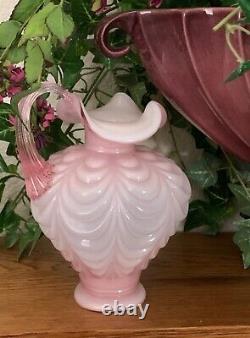 Fenton Pink Rose Cased Glass Pitcher Drape Pattern