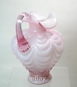 Fenton Pink Rose Cased Glass Pitcher Drape Pattern