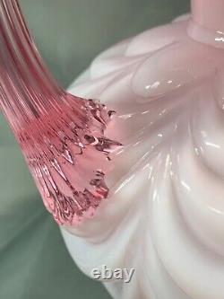 Fenton Pink Rose Cased Glass Pitcher Drape Pattern