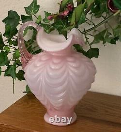 Fenton Pink Rose Cased Glass Pitcher Drape Pattern