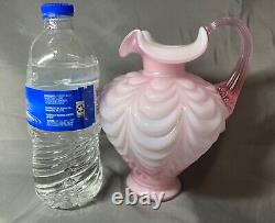 Fenton Pink Rose Cased Glass Pitcher Drape Pattern