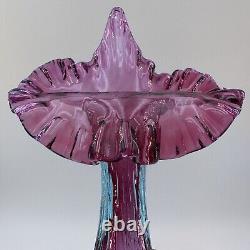 Fenton Retired Tulip Pulpit Mulberry Art Glass Vase 1989-92 11.75