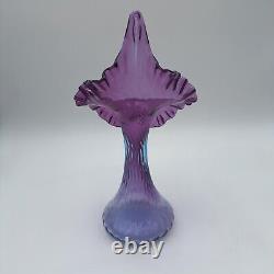 Fenton Retired Tulip Pulpit Mulberry Art Glass Vase 1989-92 11.75