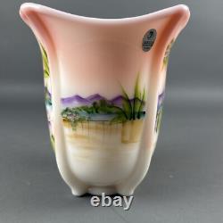 Fenton Rosalene Pink Art Glass Vase American Gallery Series Artist Signed