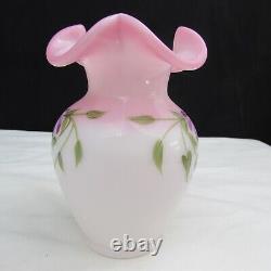 Fenton Rosalene Trailing Floral Hand Painted Vase Special Order LE 2002 C485