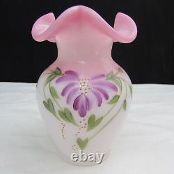 Fenton Rosalene Trailing Floral Hand Painted Vase Special Order LE 2002 C485