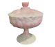 Fenton Rosalene covered pedestal compote Waterlily pink milk glass 1976