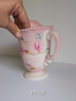 Fenton Rosaline Pink Art Glass Pitcher Signed Shelly Fenton, D Frederick
