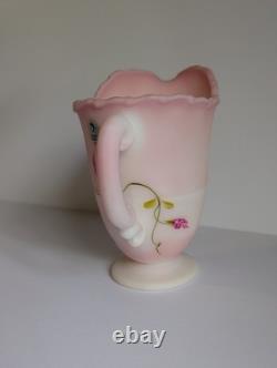 Fenton Rosaline Pink Art Glass Pitcher Signed Shelly Fenton, D Frederick