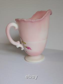 Fenton Rosaline Pink Art Glass Pitcher Signed Shelly Fenton, D Frederick