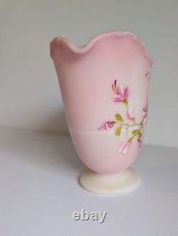 Fenton Rosaline Pink Art Glass Pitcher Signed Shelly Fenton, D Frederick