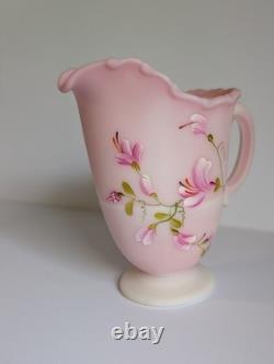 Fenton Rosaline Pink Art Glass Pitcher Signed Shelly Fenton, D Frederick