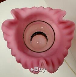 Fenton Rose Satin Poppy 24 Gone With The Wind Double Ball Lamp Rare Collectable