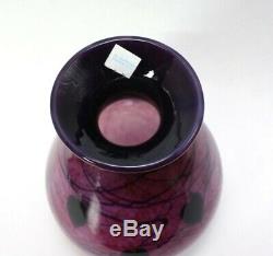 Fenton Signed Dave Fetty Vase Hanging Hearts Pink Bubble Optic