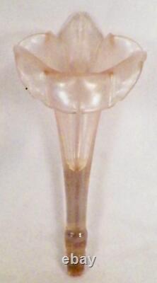 Fenton Velva Rose Epergne Horn Art Glass Pink Iridescent 9 in #1