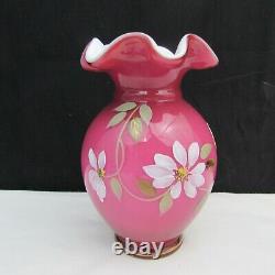 Fenton Wild Rose Floral Vine Hand Painted Vase Special Order LE 2005 C2445