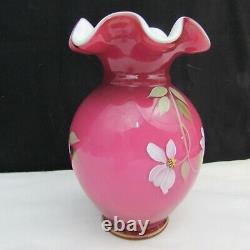 Fenton Wild Rose Floral Vine Hand Painted Vase Special Order LE 2005 C2445