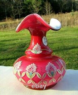 Fenton Wild Rose Pink Overlay Glass LE #178/1500 1998 Connoisseur Vase 6.5H