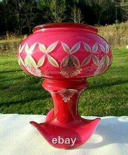 Fenton Wild Rose Pink Overlay Glass LE #178/1500 1998 Connoisseur Vase 6.5H
