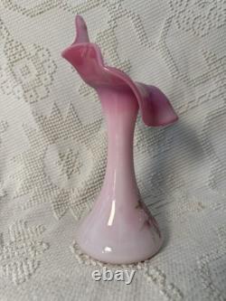 Fenton for QVC 1991 Rosalene Hand Painted Roses Jack in the Pulpit Tulip Vase