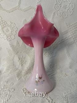 Fenton for QVC 1991 Rosalene Hand Painted Roses Jack in the Pulpit Tulip Vase Fenton for QVC 1991 Rosalene Hand Painted Roses Jack in the Pulpit Tulip Vase