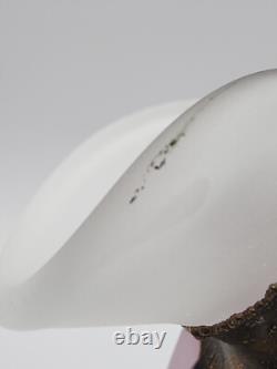 Filip Ravert Vase Satin White with Pink Art Glass with Bronze Copper Overlay READ