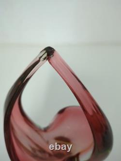 Flavio Poli Murano Sommerso Art Glass Vase Pink Amber Italian Vintage 1970s