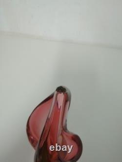 Flavio Poli Murano Sommerso Art Glass Vase Pink Amber Italian Vintage 1970s