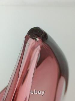 Flavio Poli Murano Sommerso Art Glass Vase Pink Amber Italian Vintage 1970s