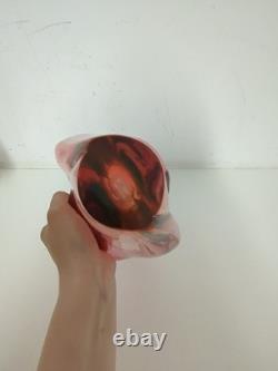 Flavio Poli Murano Sommerso Art Glass Vase Pink Amber Italian Vintage 1970s