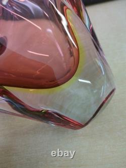 Flavio Poli Murano Sommerso Art Glass Vase Pink Amber Italian Vintage 1970s