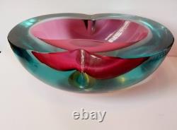 Flavio Poli Murano Sommerso art glass Mid-century modern dish Italian 1960s