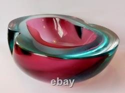 Flavio Poli Murano Sommerso art glass Mid-century modern dish Italian 1960s