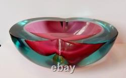 Flavio Poli Murano Sommerso art glass Mid-century modern dish Italian 1960s