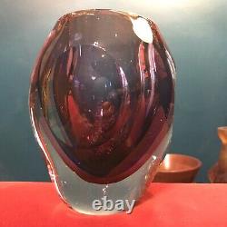 Flavio Poli Seguso Pink Purple Sommerso Art Glass Faceted Vase Murano