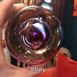 Flavio Poli Seguso Pink Purple Sommerso Art Glass Faceted Vase Murano