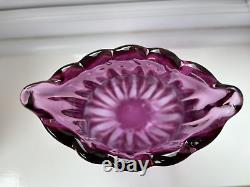 Flavio Poli Seguso Vetri Darte 12024 Pink Lilac Ribbed Crizzled Glass Vase 1958