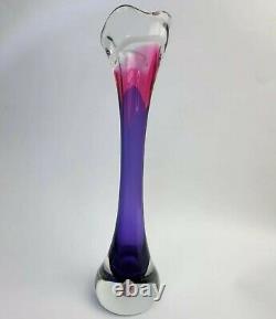 Flygsfors 57 Signed Coquille Glass Bone Vase Paul Kedelv Purple Pink Swung Label