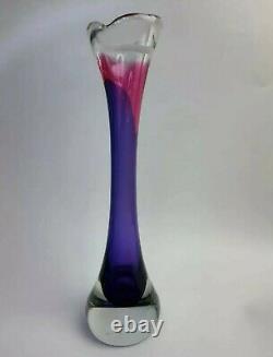 Flygsfors 57 Signed Coquille Glass Bone Vase Paul Kedelv Purple Pink Swung Label