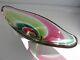 Flygsfors Art Glass Bowl Flamingo Range Pink Green by Paul Kedelv Signed 1961