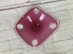 Flygsfors Coquille Glass Bowl Pink Paul Keldev Signed 1963