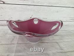 Flygsfors Coquille Glass Bowl Pink Paul Keldev Signed 1963