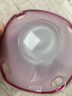 Flygsfors Coquille Glass Bowl Pink Paul Keldev Signed 1963