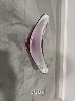 Flygsfors Paul Kedelv MCM 50s Art Glass Vase Coquille Pink Signed Sweden Bowl