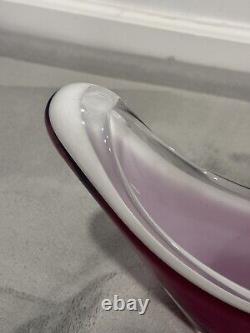 Flygsfors Paul Kedelv MCM 50s Art Glass Vase Coquille Pink Signed Sweden Bowl