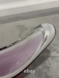Flygsfors Paul Kedelv MCM 50s Art Glass Vase Coquille Pink Signed Sweden Bowl