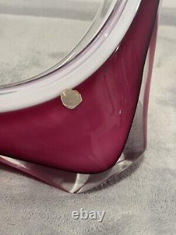 Flygsfors Paul Kedelv MCM 50s Art Glass Vase Coquille Pink Signed Sweden Bowl